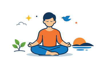 Minimalist lifestyle centered on slow living and presence in the moment. A gentle scene with a human figure and subtle nature elements