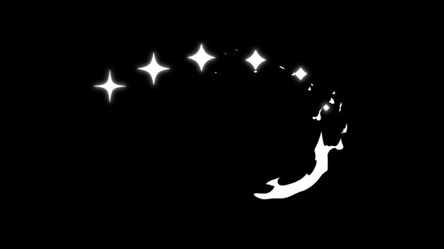 Sparkle star 2d flash explosion, Twinkle star glitter sparkle, Cartoon doodle FX of twinkle sparkle stars, glittering white lights, comic smoke bursts, and flat 2D pop elements on black background