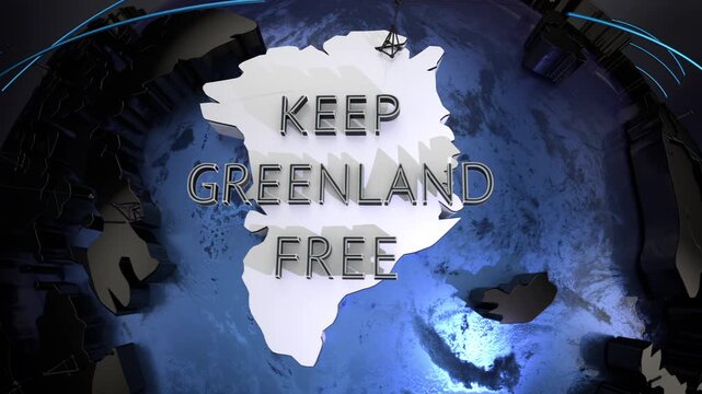 Keep Greenland Free Globe text Country on map Freedom 3d animation