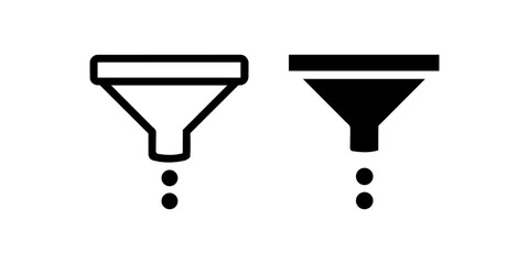 Fototapeta premium Filter funnel icon set, black minimal data and content filtering symbols isolated on white background
