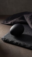 Matte Black Easter Egg on Dark Stone Luxury Still Life