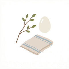 Minimal Easter Still Life Without Characters Flat Vector