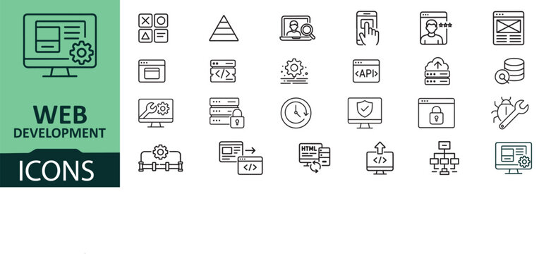 Web development icons set for designers and developers