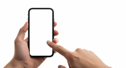 白背景でのスマートフォン操作 鮮明なタッチで未来を切り開く