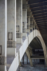 Obraz premium Bridge supports, close-up. Metal and stone construction