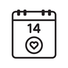 Calendar Icon with Heart Symbol and Date.