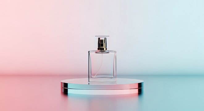 Elegant perfume bottle on gradient background