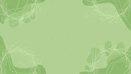 Abstract organic shapes and delicate white floral branches on a soft green background © Sheplob