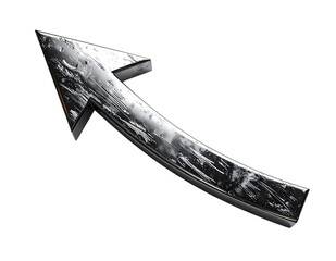 Metallic Arrow: An arrow pointing upward, representing progress, direction, and upward movement, rendered in a textured metallic finish.
