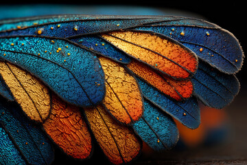 Colors of nature shining through a butterfly wing close up