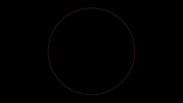 Red double minimalist circular frame with thin geometric lines on transparent background for modern branding digital art and abstract design presentations