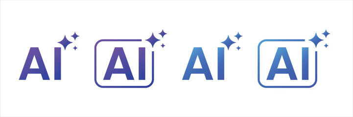 AI Bold Sparkle Logo Artificial Intelligence Text Icon Vector
