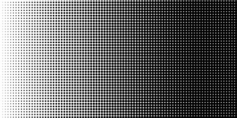 Halftone seamless pattern. Dot background. Gradient faded dots. Half tone texture. Gradation patern. Black circle isolated on white backdrop for overlay effect. Geometric bg. Vector illustration