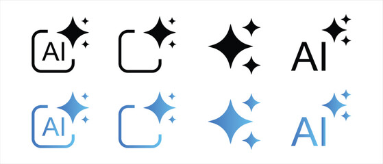 AI Sparkle Gradient Icon Artificial Intelligence Technology Star Logo Vector