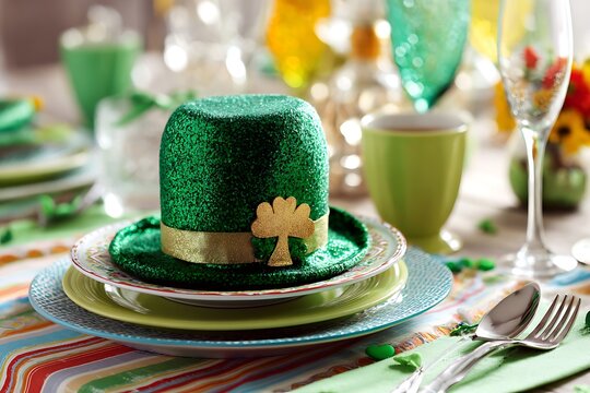 A festive st patrick s day cake shaped like a leprechaun s hat