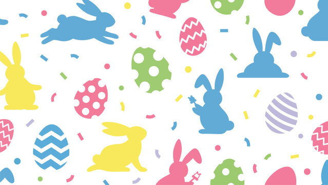 Easter bunny and egg colorful festive pattern