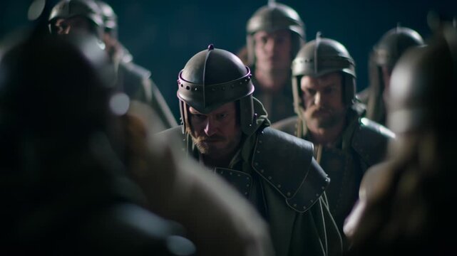 Man praying surrounded by roman soldiers. Jesus christ suffering and passion, religious christian bible scene.