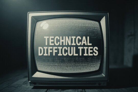 Vintage analog television screen displaying technical difficulties vintage television