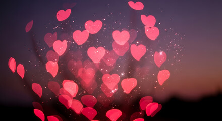 Sparkling Romantic Heart Bokeh Background Design