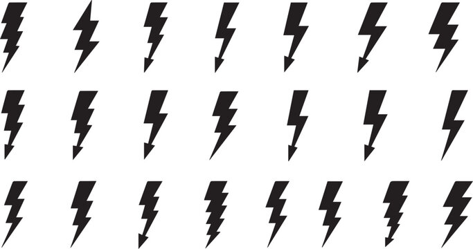 Lightning Bolt Icon Pattern Vector Set