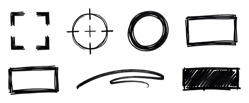 Hand-drawn marker photo annotation elements Set.