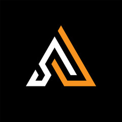 Letter SU or SJ triangle masculine monogram logo