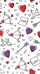 Romantic February Design Hearts Cupid Archery Repeat