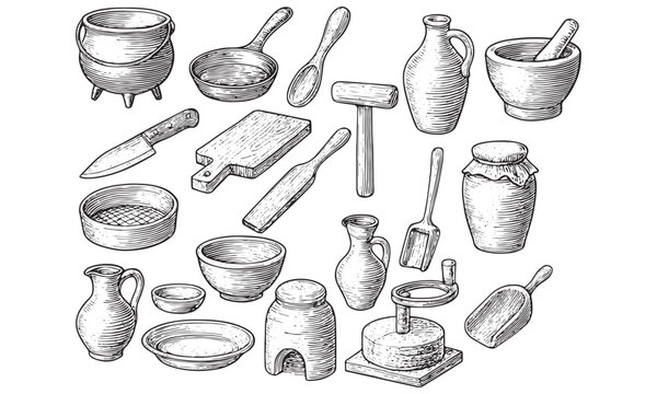Vintage Kitchen Tools Engraving Set
