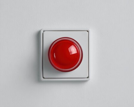 Red button switches on white wall
