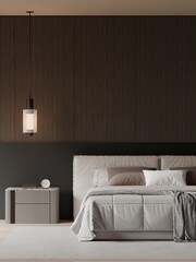 Luxury Dark Bedroom Interior Background for Premium Advertising &ndash; 3D Render