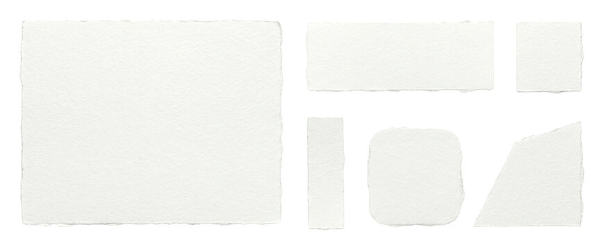 Torn watercolor paper swatches elements Set.