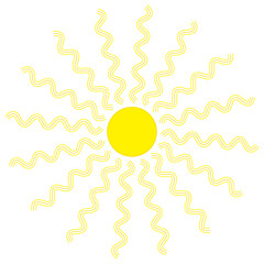 A yellow sun with sunrays - abstract