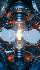 Fototapeta premium Futuristic innovation glows within intricate mechanisms a modern design concept of technological advancement