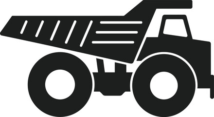 Dump truck silhouette vector illustration, heavy construction vehicle icon, industrial mining transport, isolated black machinery, engineering equipment graphic, design, collection © MstMonowara