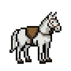 Fototapeta premium Pixel Art Horse Character Sprite Isolated on Transparent Background