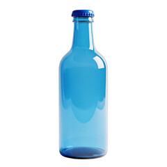 Blue glass bottle with cap, isolated on transparent background