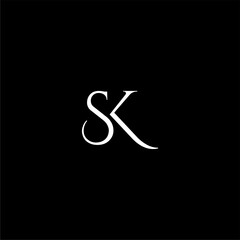 Obraz premium White SK Monogram Logo on Black.