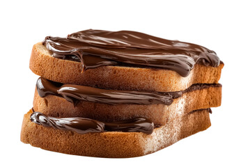 Stacked Bread Slices with Chocolate Spread on Black isolated on a transparent background