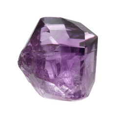 Fototapeta premium Large purple amethyst gemstone on black crystal isolated on a transparent background