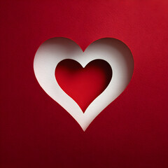 Red and White Paper Cut Heart Shape Valentine Background