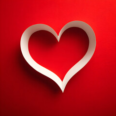 White Paper Heart Frame on Red Textured Background