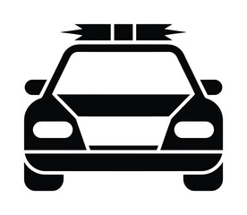 Black vector car icon with flashing lights on top © Kishan