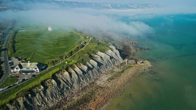 Aerial view of the english coast in Folkestone, Kent