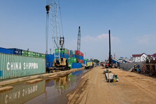 Jakarta Indonesia - 20 July 2025 - Old harbor Sunda Kelapa with wooden cargo ships in Jakarta Indonesia