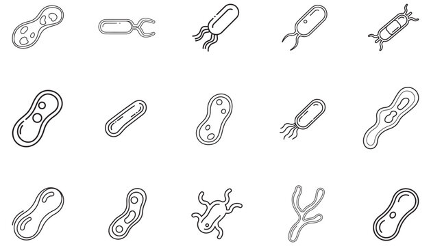 Collection of Bacteria and Microorganism Icons