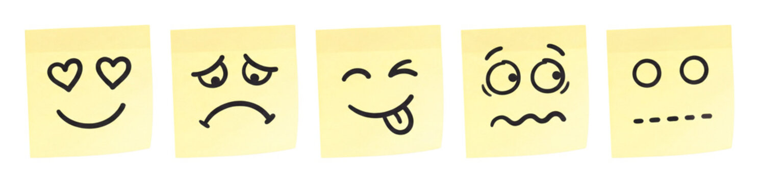 Sticky note doodle relationship reactions sticker Set.