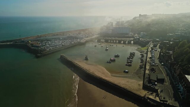 Aerial view of the english coast in Folkestone, Kent
