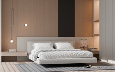 Bright Cozy Bedroom Interior for Home Living Branding &ndash; 3D Render