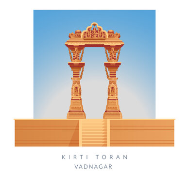Kirti Toran - Stambh - ornamental gateways in Vadnagar - Mehsana - Stock Illustration