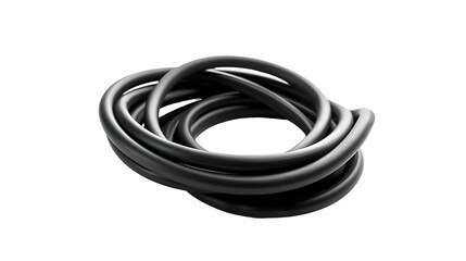 Fototapeta premium Coiled black rubber cable with smooth matte finish